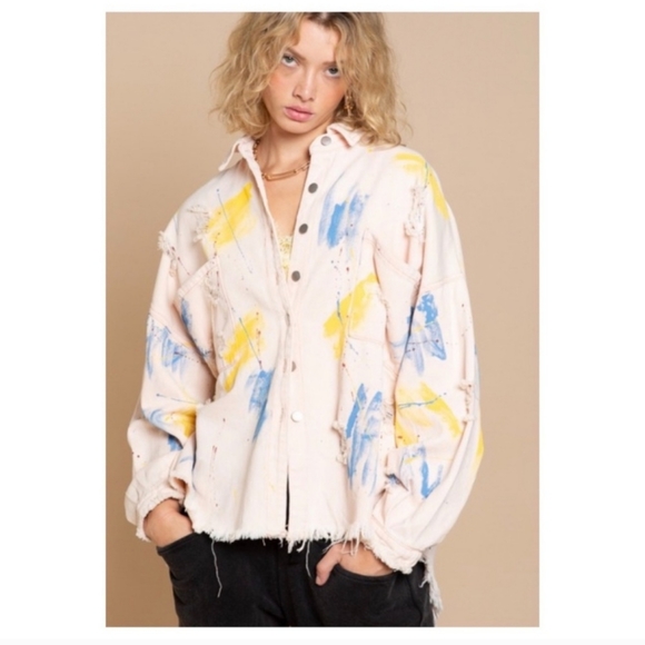 1 medium left 😁New boutique Pol distressed hem twill jacket - Picture 7 of 17